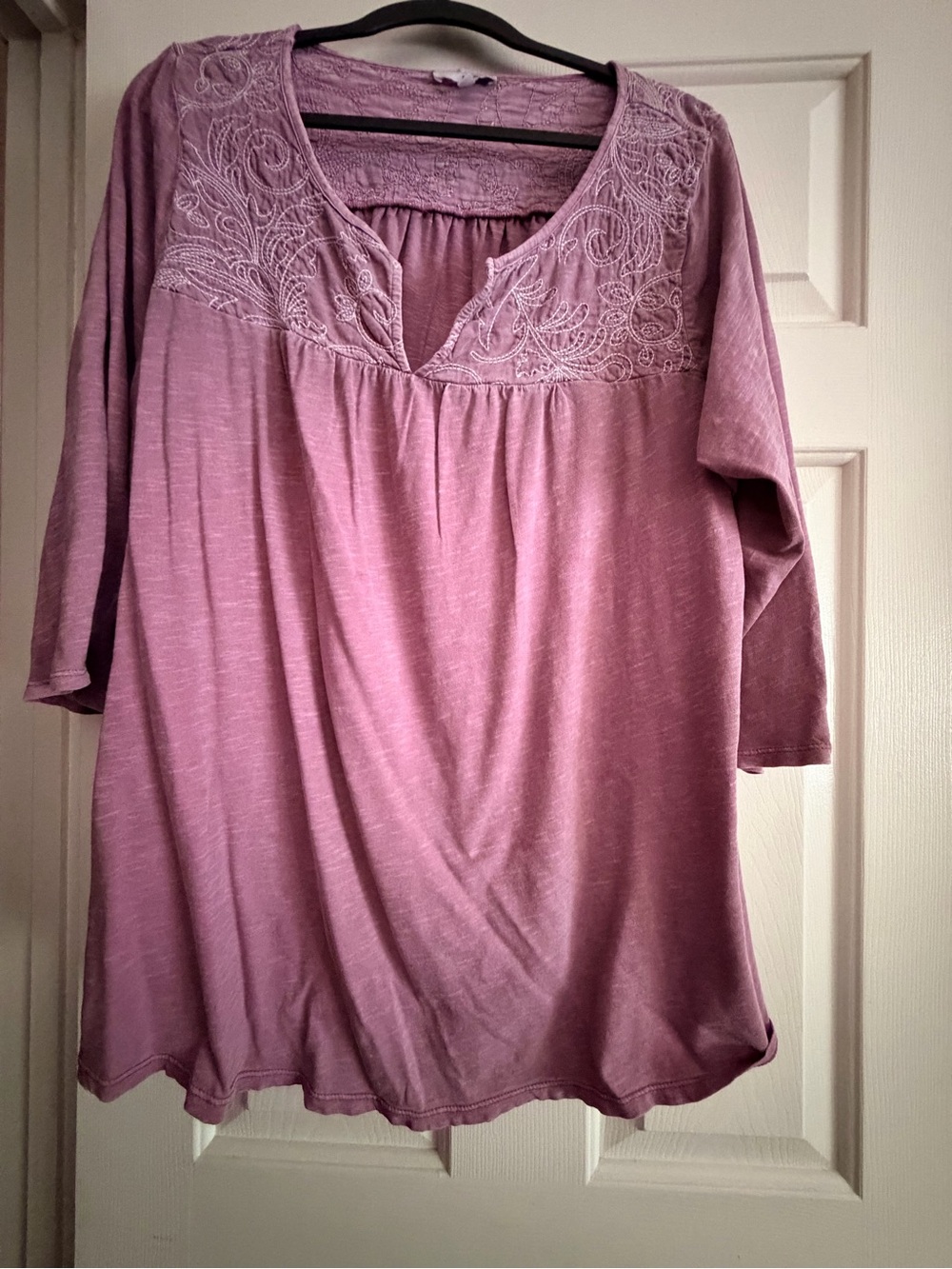 Sonoma Mauve Embroidered Split-Neck Tunic